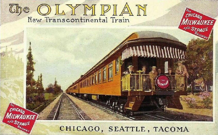 The Olympian transcontinental train postcard