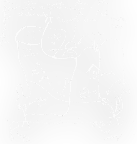 Hand-drawn map of the forest behind the house